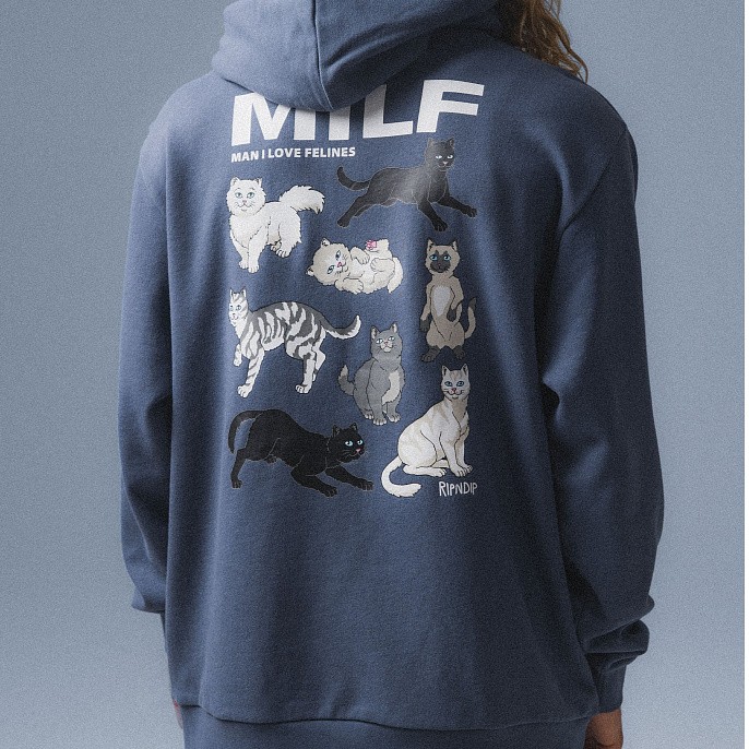 Толстовка RIPNDIP Man I Love Felines Hoodie Storm Blue